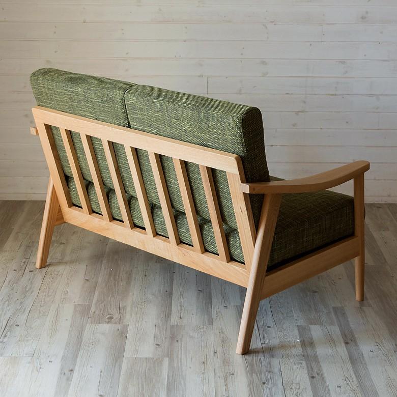 ソファ ソファー 2人掛け 2.5人掛け 天然木製 肘掛け ひじ掛け アームソファ 完成品 肘置き付き 布製 布張り グリーン 緑 北欧 モダン シンプル 91194 | ブランド登録なし | 17