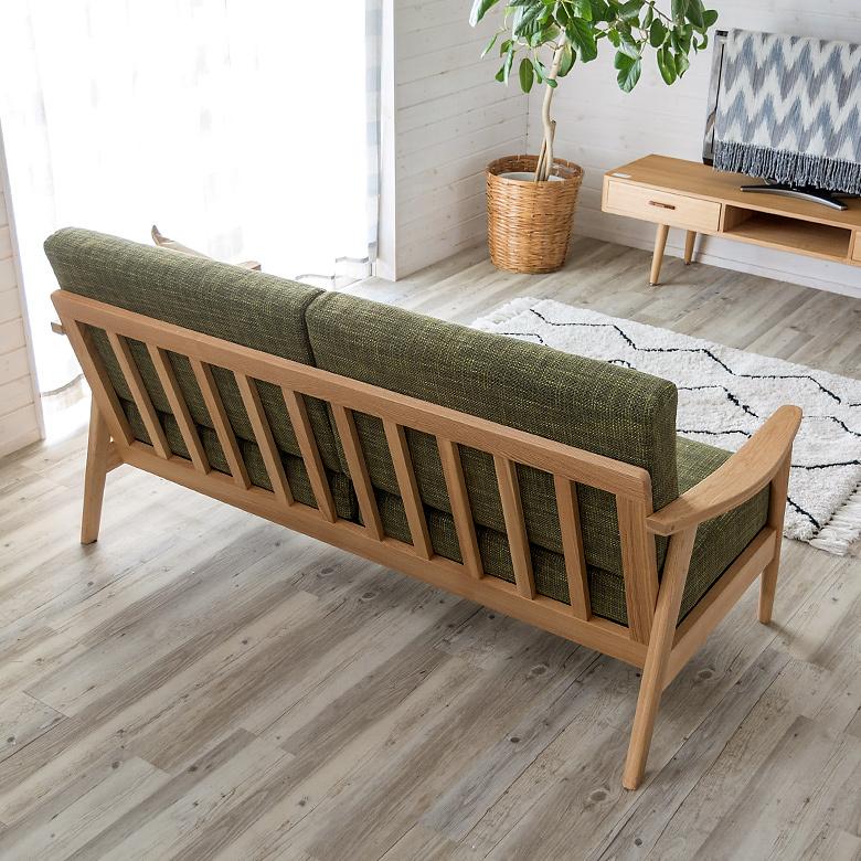 ソファ ソファー 3人掛け 天然木製 三人掛け 肘掛け ひじ掛け アームソファ 完成品 肘置き付き 布製 布張り グリーン 緑 北欧 モダン シンプル 91195 | ブランド登録なし | 10