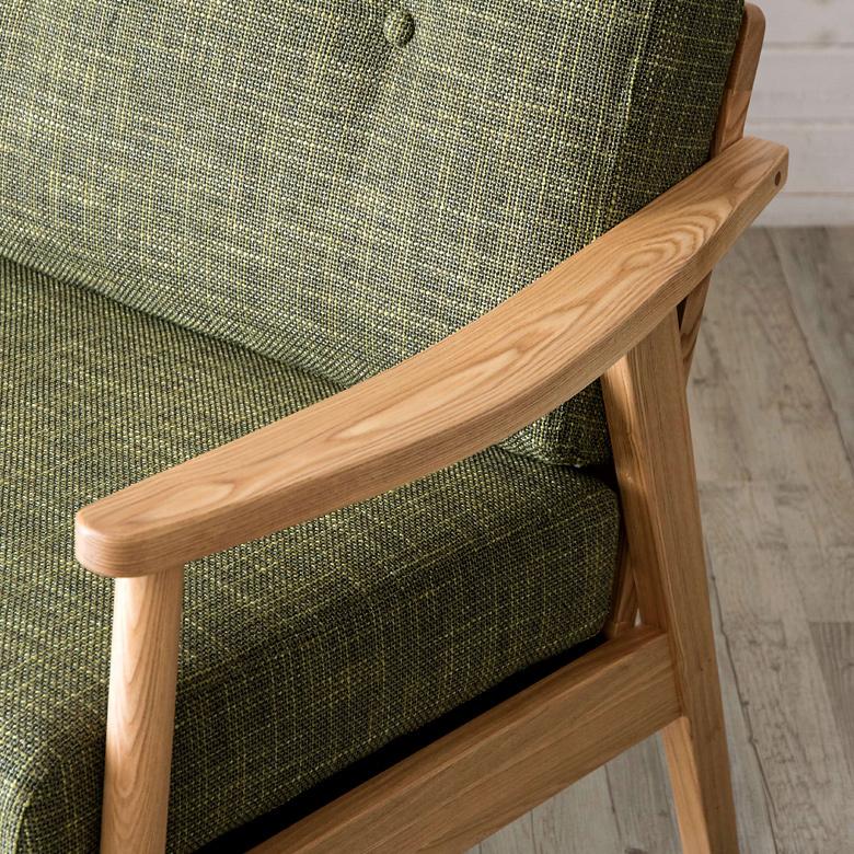 ソファ ソファー 3人掛け 天然木製 三人掛け 肘掛け ひじ掛け アームソファ 完成品 肘置き付き 布製 布張り グリーン 緑 北欧 モダン シンプル 91195 | ブランド登録なし | 11