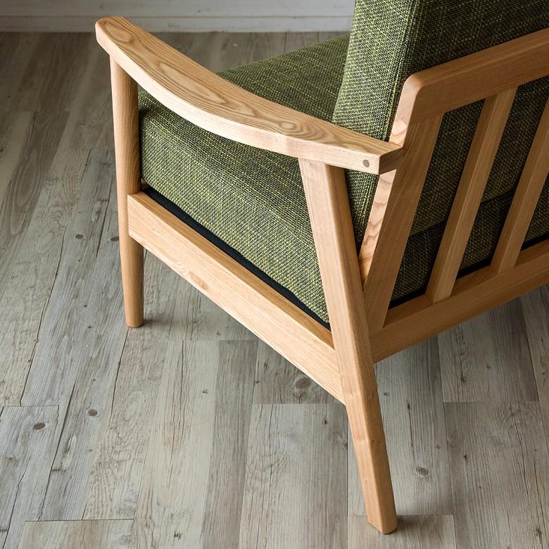 ソファ ソファー 3人掛け 天然木製 三人掛け 肘掛け ひじ掛け アームソファ 完成品 肘置き付き 布製 布張り グリーン 緑 北欧 モダン シンプル 91195 | ブランド登録なし | 13