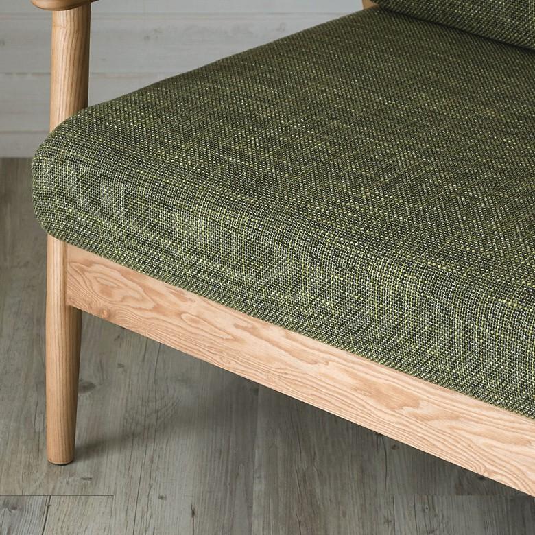 ソファ ソファー 3人掛け 天然木製 三人掛け 肘掛け ひじ掛け アームソファ 完成品 肘置き付き 布製 布張り グリーン 緑 北欧 モダン シンプル 91195 | ブランド登録なし | 15