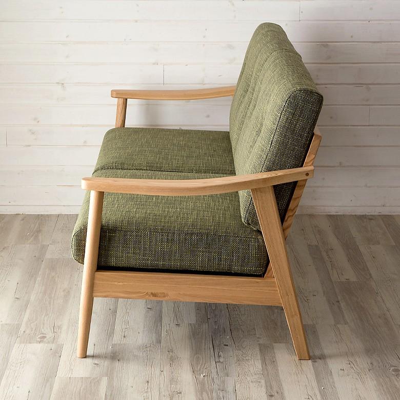 ソファ ソファー 3人掛け 天然木製 三人掛け 肘掛け ひじ掛け アームソファ 完成品 肘置き付き 布製 布張り グリーン 緑 北欧 モダン シンプル 91195 | ブランド登録なし | 16