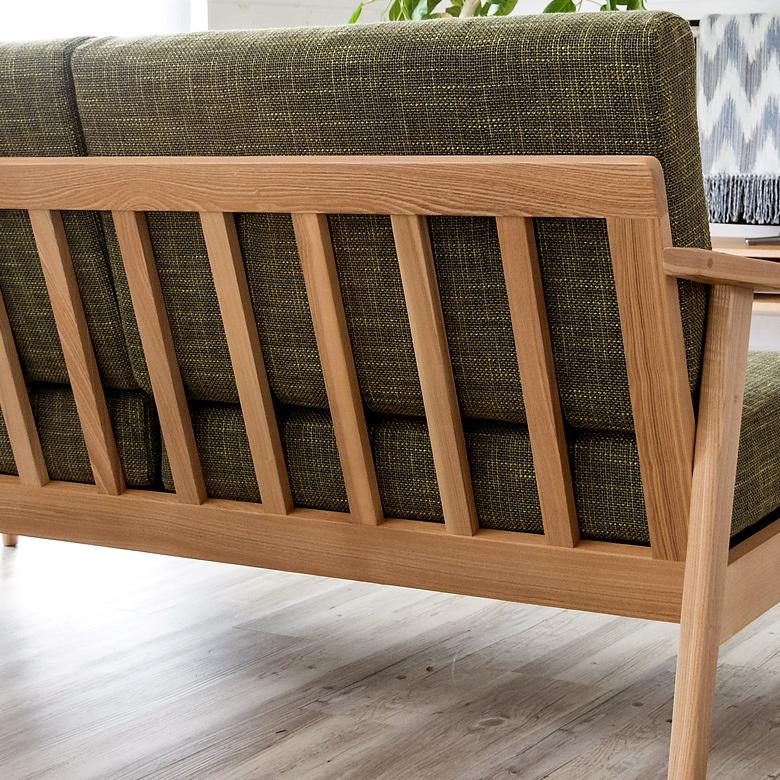 ソファ ソファー 3人掛け 天然木製 三人掛け 肘掛け ひじ掛け アームソファ 完成品 肘置き付き 布製 布張り グリーン 緑 北欧 モダン シンプル 91195 | ブランド登録なし | 05