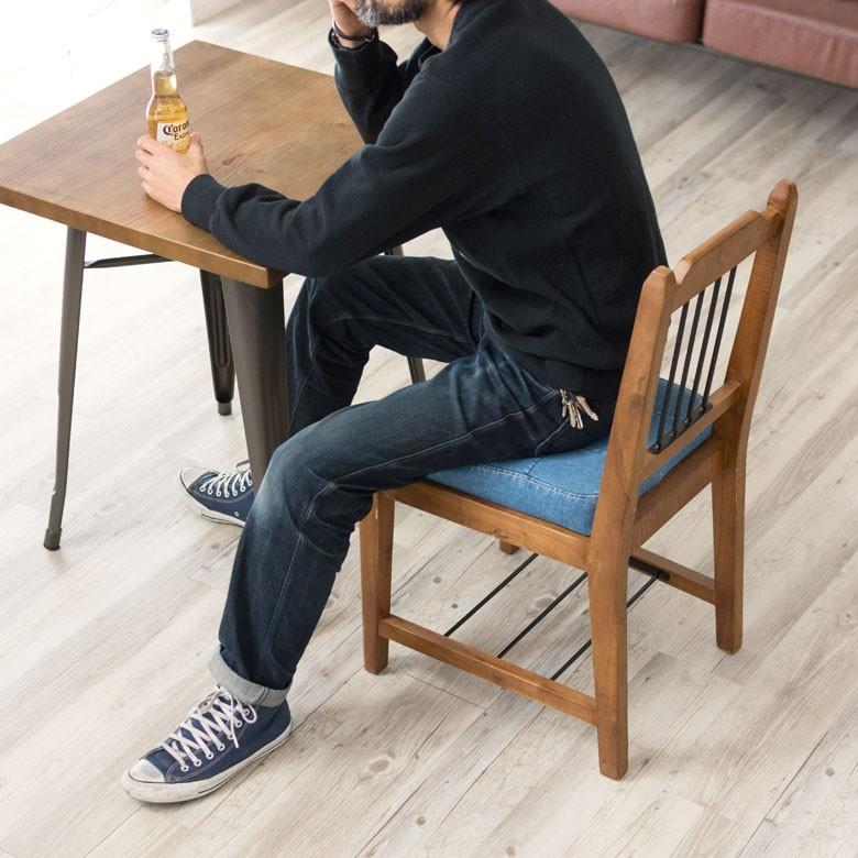椅子 ダイニングチェア 天然木製 デニム生地 座面高46cm おしゃれ カフェチェアー 背もたれ付き 足荷物置き 食卓いす イス 91196 | ブランド登録なし | 10