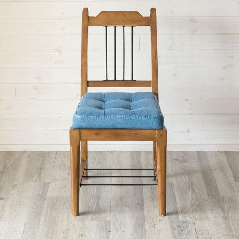 椅子 ダイニングチェア 天然木製 デニム生地 座面高46cm おしゃれ カフェチェアー 背もたれ付き 足荷物置き 食卓いす イス 91196 | ブランド登録なし | 12