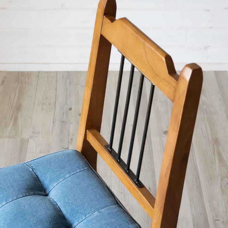 椅子 ダイニングチェア 天然木製 デニム生地 座面高46cm おしゃれ カフェチェアー 背もたれ付き 足荷物置き 食卓いす イス 91196 | ブランド登録なし | 16