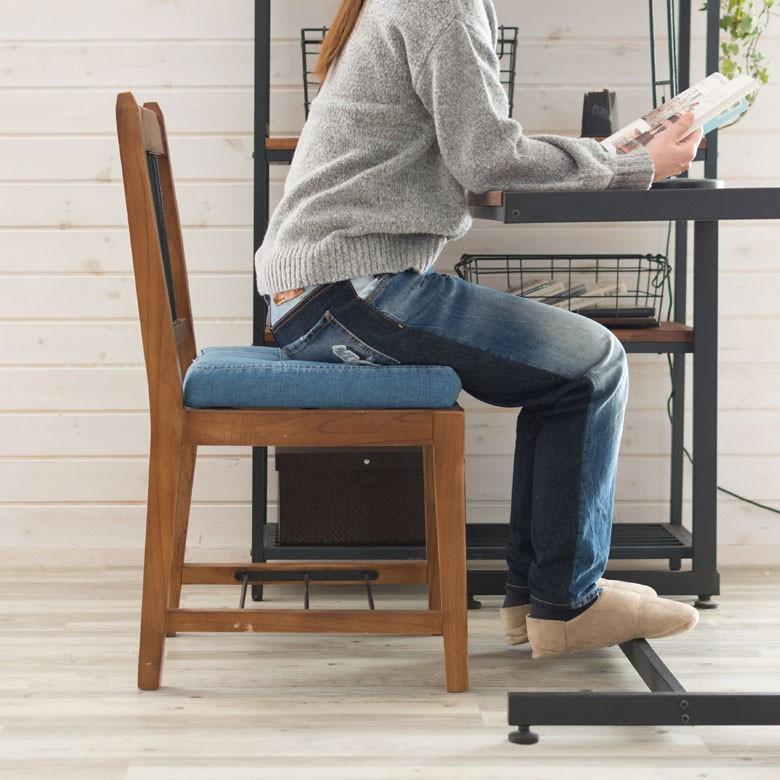 椅子 ダイニングチェア 天然木製 デニム生地 座面高46cm おしゃれ カフェチェアー 背もたれ付き 足荷物置き 食卓いす イス 91196 | ブランド登録なし | 05