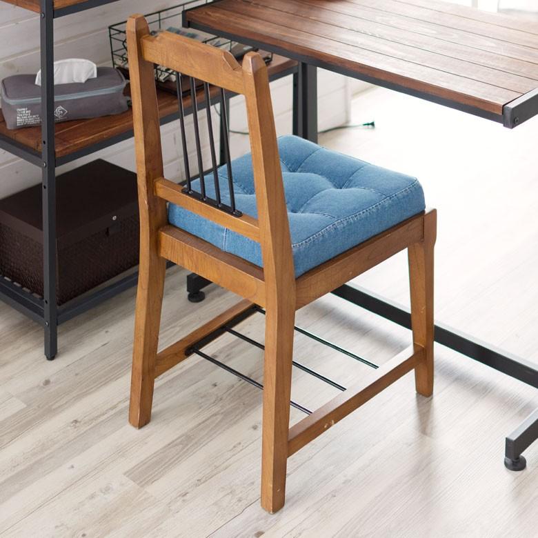 椅子 ダイニングチェア 天然木製 デニム生地 座面高46cm おしゃれ カフェチェアー 背もたれ付き 足荷物置き 食卓いす イス 91196 | ブランド登録なし | 08