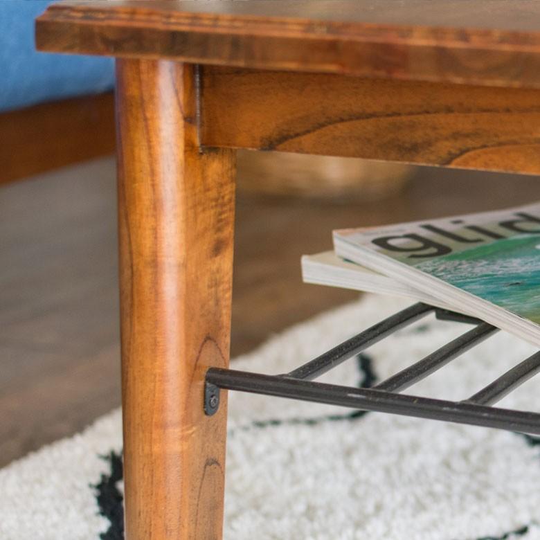 ローテーブル ウッド センターテーブル おしゃれ 木製 収納付き 収納棚 カフェ 天然木 北欧 長方形 ビンテージ シンプル 約90×45cm 91202 | ブランド登録なし | 09