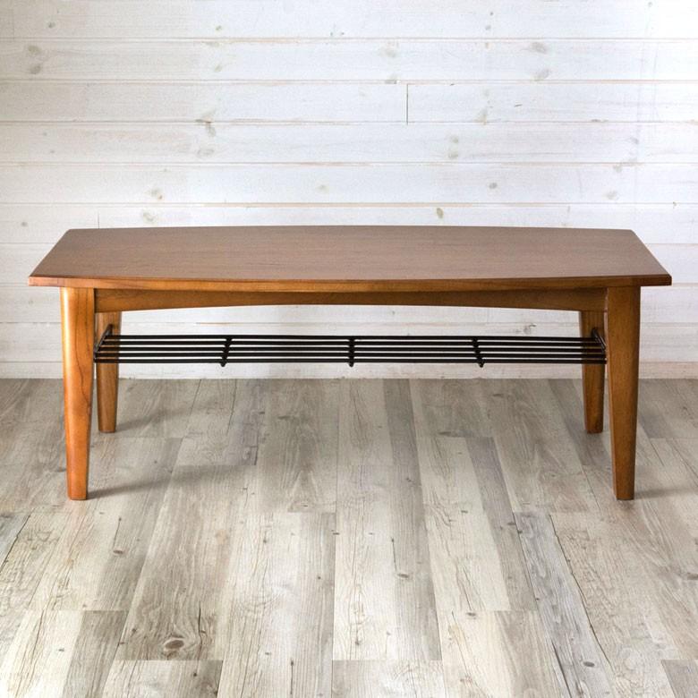 ローテーブル ウッド センターテーブル 大きい おしゃれ 木製 収納付き 収納棚 カフェ 天然木 北欧 長方形 ビンテージ シンプル 約110×55cm 91203 | ブランド登録なし | 01