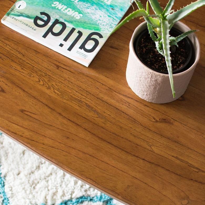 ローテーブル ウッド センターテーブル 大きい おしゃれ 木製 収納付き 収納棚 カフェ 天然木 北欧 長方形 ビンテージ シンプル 約110×55cm 91203 | ブランド登録なし | 04