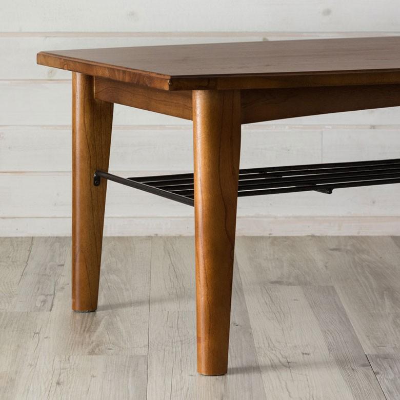 ローテーブル ウッド センターテーブル 大きい おしゃれ 木製 収納付き 収納棚 カフェ 天然木 北欧 長方形 ビンテージ シンプル 約110×55cm 91203 | ブランド登録なし | 09