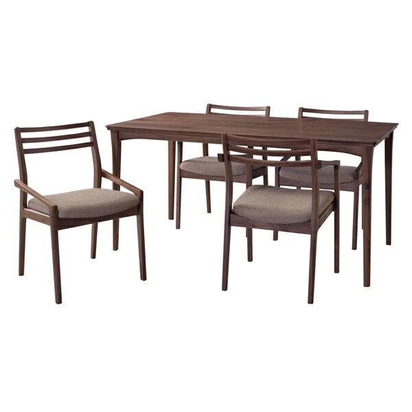 椅子 ダイニングチェア 肘付き 天然木 布張り ファブリック ウォールナット おしゃれ カフェチェアー 背もたれ付き 木目 食卓いす 91224 | ブランド登録なし | 01