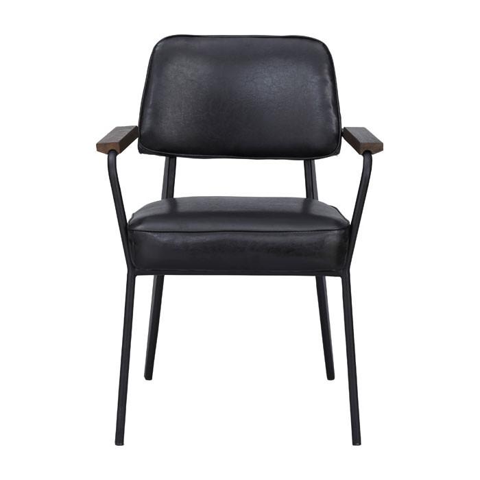 アームチェア 肘付き イス ソフトレザー おしゃれ 一人掛け 仕事用 背もたれ付き ブラック 食卓いす 黒 91227 | ブランド登録なし | 01