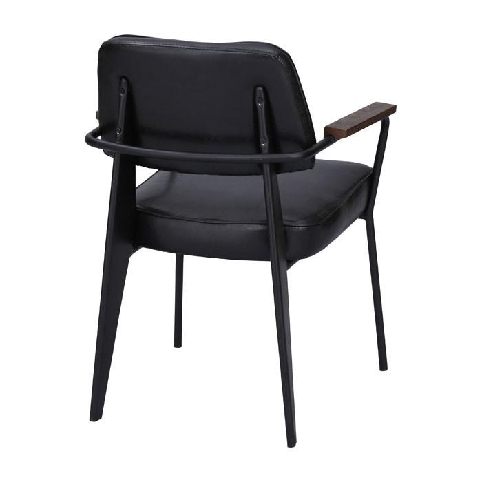 アームチェア 肘付き イス ソフトレザー おしゃれ 一人掛け 仕事用 背もたれ付き ブラック 食卓いす 黒 91227 | ブランド登録なし | 03