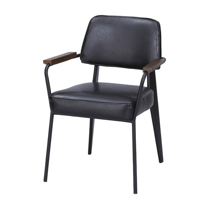 アームチェア 肘付き イス ソフトレザー おしゃれ 一人掛け 仕事用 背もたれ付き ブラック 食卓いす 黒 91227 | ブランド登録なし | 07