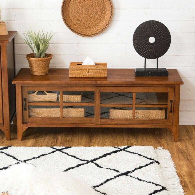 テレビボード テレビ台 おしゃれ 天然木製 収納 幅120cm AVボード AVラック オーディオラック 収納家具 ウッド キャビネット 91236 | ブランド登録なし | 01