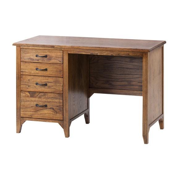 デスク パソコンデスク 引き出し付き 机 木製 幅112cm 事務机 PCデスク コンパクト 天然木 ヴインテージ 作業台 北欧 91238 | ブランド登録なし