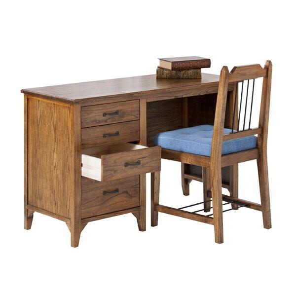 デスク パソコンデスク 引き出し付き 机 木製 幅112cm 事務机 PCデスク コンパクト 天然木 ヴインテージ 作業台 北欧 91238 | ブランド登録なし | 01