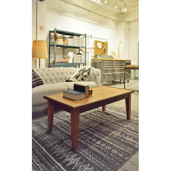 ローテーブル 木製 天然木 長方形 幅約110cm ダイニング ヘリンボーン柄 ソファ 西海岸 ヴインテージ おしゃれ モダン 91258 | ブランド登録なし | 01