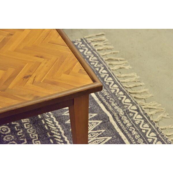 ローテーブル 木製 天然木 長方形 幅約110cm ダイニング ヘリンボーン柄 ソファ 西海岸 ヴインテージ おしゃれ モダン 91258 | ブランド登録なし | 02