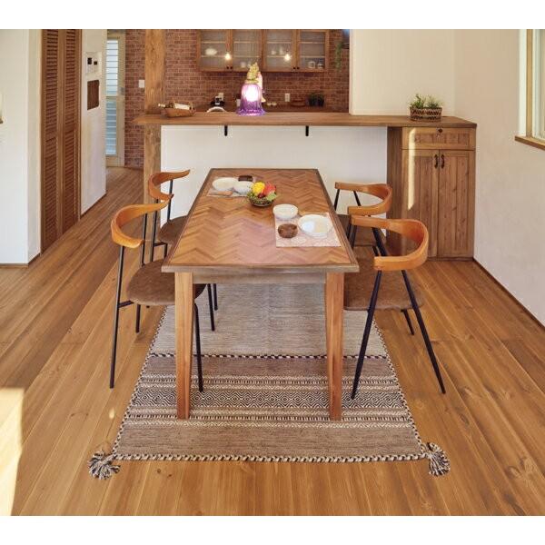 ダイニングテーブル 4人掛け 木製 天然木 長方形 幅約150cm ダイニング ヘリンボーン柄 食卓 西海岸 ヴインテージ おしゃれ モダン 91259 | ブランド登録なし | 02