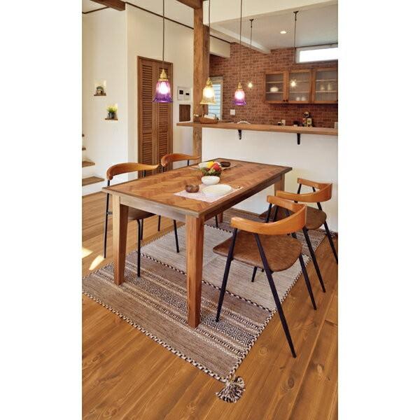 ダイニングテーブル 4人掛け 木製 天然木 長方形 幅約150cm ダイニング ヘリンボーン柄 食卓 西海岸 ヴインテージ おしゃれ モダン 91259 | ブランド登録なし | 05