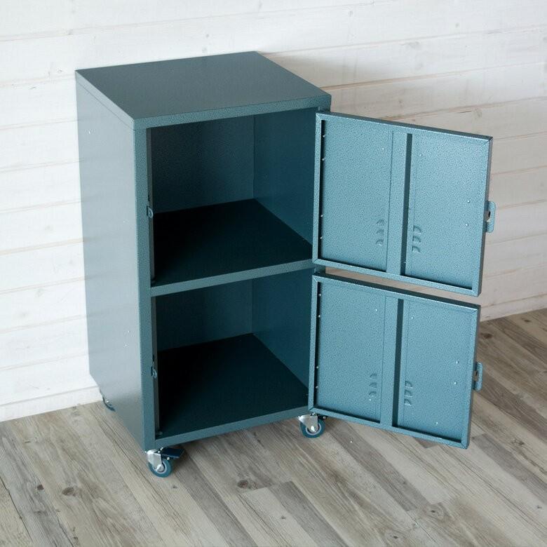 デスクワゴン 収納 キャスター付き 2段 キャビネット スチール製 スチールワゴン ロッカー風 サイドチェスト サイドテーブル 9125 | ブランド登録なし | 06