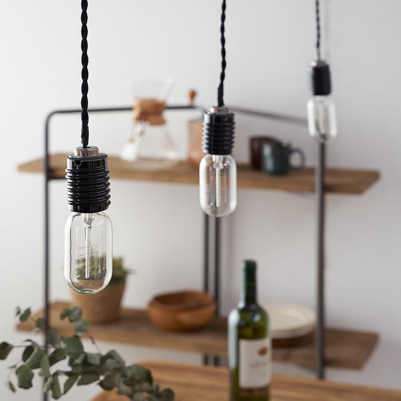 エジソン 電球 E26 40W 裸 白熱球 照明 レトロ ランプ クリア フィラメント ペンダント ライト 球 シンプル インテリア おしゃれ リビング 西海岸 塩系 91275 | 東谷 | 07