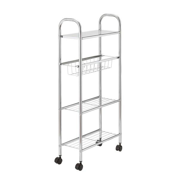 ラック 4段 ワゴン スチール製 キッチンワゴン キャスター付き シンプル 収納 収納家具 本棚 可動式 91288 | ブランド登録なし | 02