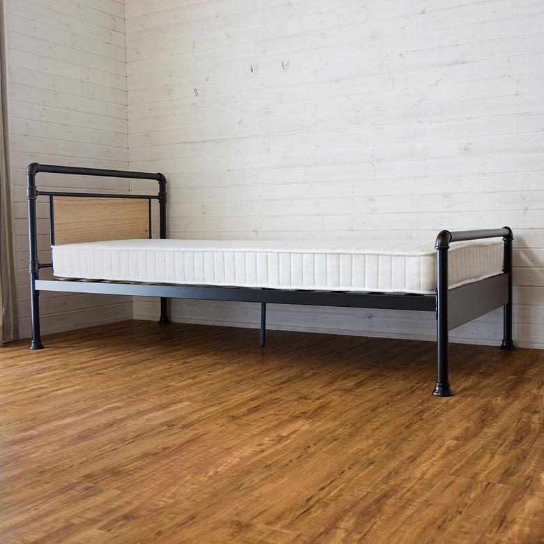 ベッド シングル ベッドフレーム スチール製 シングルベッド パイプデザイン ブルックリン 通気性 すのこ状床 パイプベッド 91297 | ブランド登録なし | 01