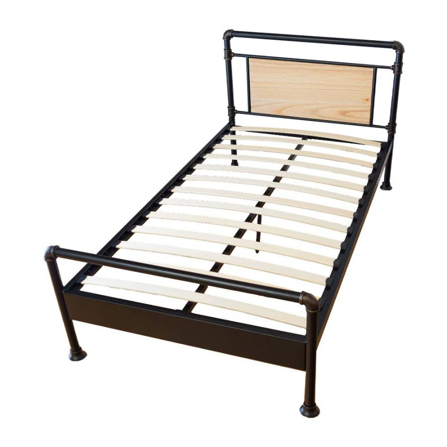 ベッド シングル ベッドフレーム スチール製 シングルベッド パイプデザイン ブルックリン 通気性 すのこ状床 パイプベッド 91297 | ブランド登録なし | 14