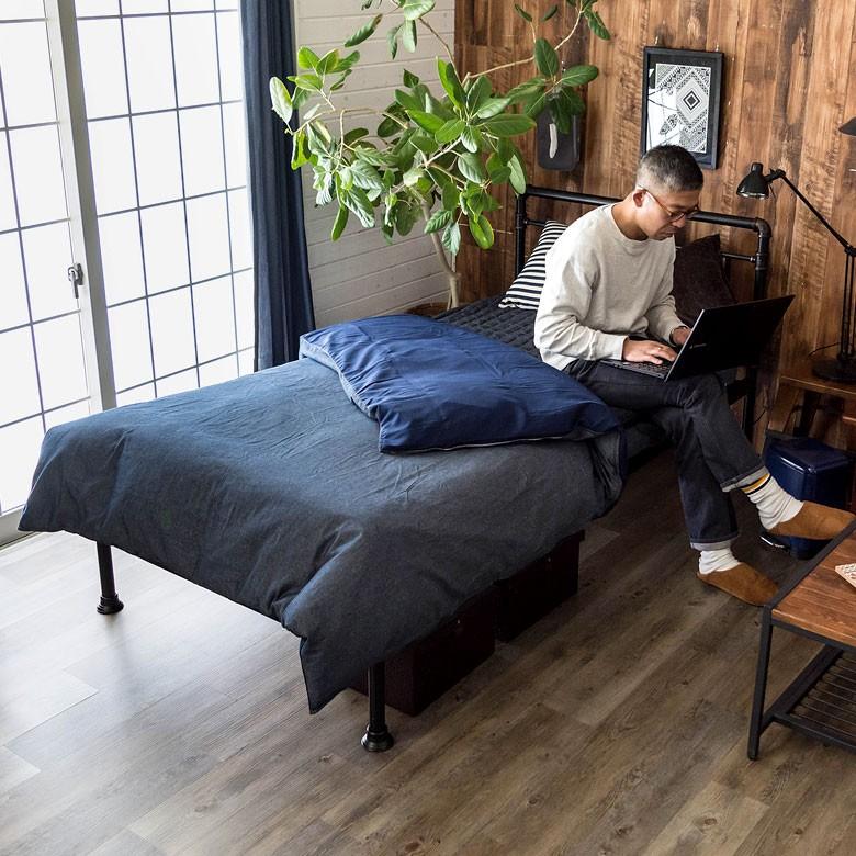 ベッド シングル ベッドフレーム スチール製 シングルベッド パイプデザイン ブルックリン 通気性 すのこ状床 パイプベッド 91297 | ブランド登録なし | 03