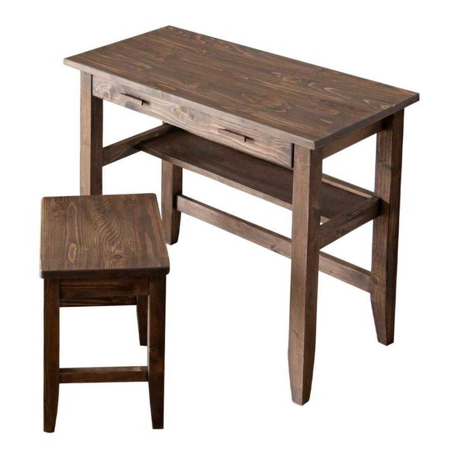 デスク チェア 2点セット 木製 幅80cm 古木風 引き出し パソコンテーブル テーブル スツール 2点セット 学習机 PCデスク 北欧 おしゃれ 91299 | ブランド登録なし | 12