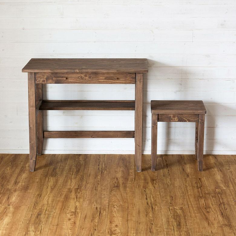 デスク チェア 2点セット 木製 幅80cm 古木風 引き出し パソコンテーブル テーブル スツール 2点セット 学習机 PCデスク 北欧 おしゃれ 91299 | ブランド登録なし | 04