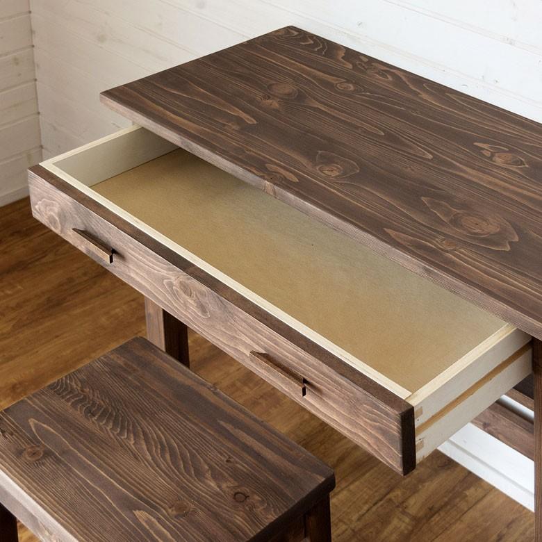 デスク チェア 2点セット 木製 幅80cm 古木風 引き出し パソコンテーブル テーブル スツール 2点セット 学習机 PCデスク 北欧 おしゃれ 91299 | ブランド登録なし | 06