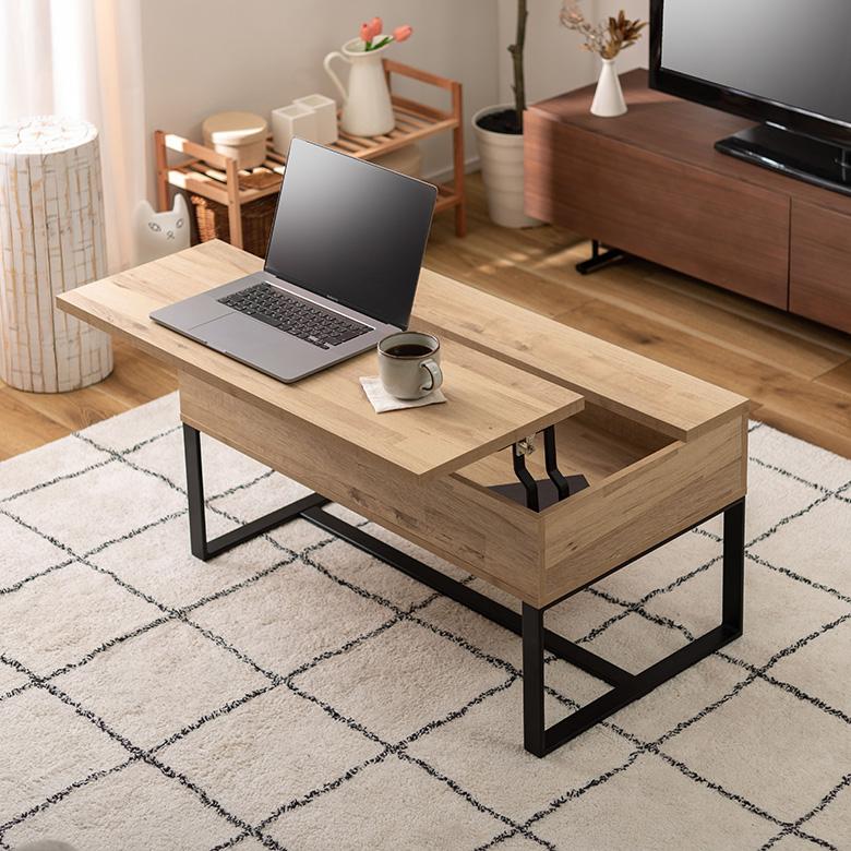 テーブル センターテーブル ローテーブル 木目調 リビングテーブル 2way 机 スチール脚 パソコンテーブル 2段階 高さ調節 おしゃれ 北欧 9129 | ブランド登録なし | 16
