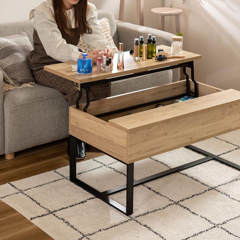 テーブル センターテーブル ローテーブル 木目調 リビングテーブル 2way 机 スチール脚 パソコンテーブル 2段階 高さ調節 おしゃれ 北欧 9129 | ブランド登録なし | 19