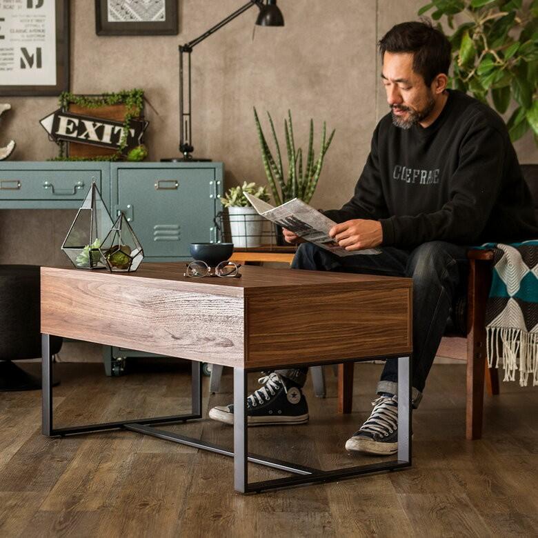 テーブル センターテーブル ローテーブル 木目調 リビングテーブル 2way 机 スチール脚 パソコンテーブル 2段階 高さ調節 おしゃれ 北欧 9129 | ブランド登録なし | 03