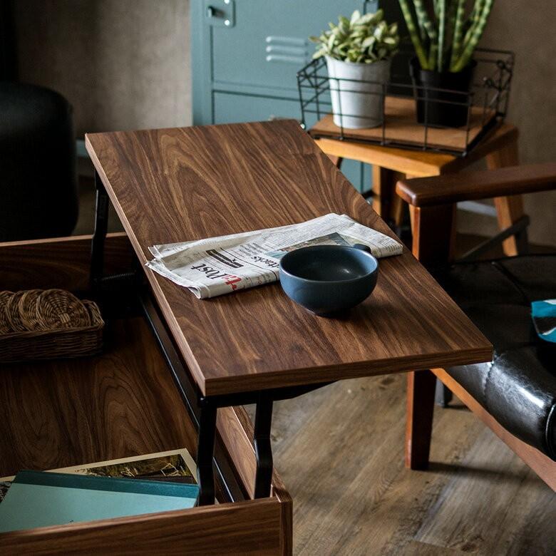 テーブル センターテーブル ローテーブル 木目調 リビングテーブル 2way 机 スチール脚 パソコンテーブル 2段階 高さ調節 おしゃれ 北欧 9129 | ブランド登録なし | 09
