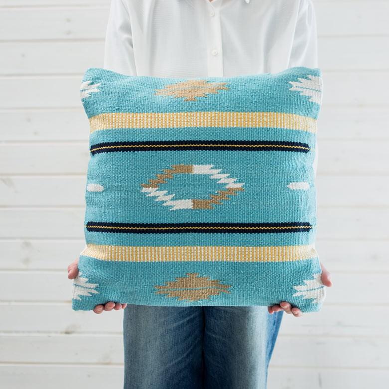 ヌードクッション付き クッションカバー 約45×45cm 中身付 背もたれ クッション オルテガ柄 ネイティブ柄 アメリカン 正方形 四角 45角 ピロークッション 91308 | ブランド登録なし | 04