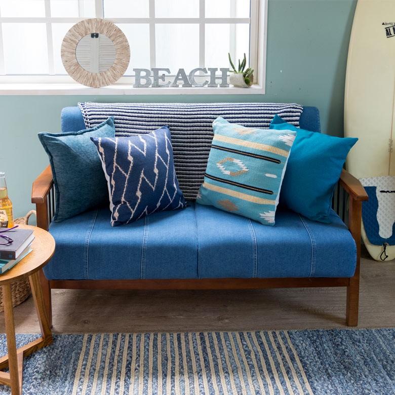 ヌードクッション付き クッションカバー 約45×45cm 中身付 背もたれ クッション オルテガ柄 ネイティブ柄 アメリカン 正方形 四角 45角 ピロークッション 91308 | ブランド登録なし | 08