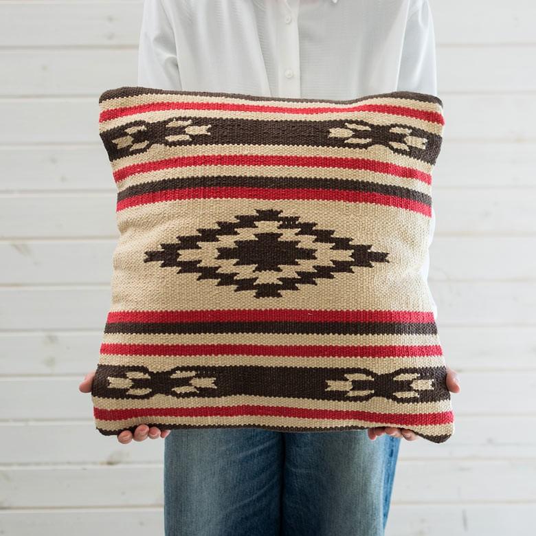 クッション ヌードクッション付き クッションカバー 約45×45cm 中身付 背もたれ アメリカン オルテガ柄 ネイティブ柄 正方形 四角 45角 ピロークッション 91311 | ブランド登録なし | 03