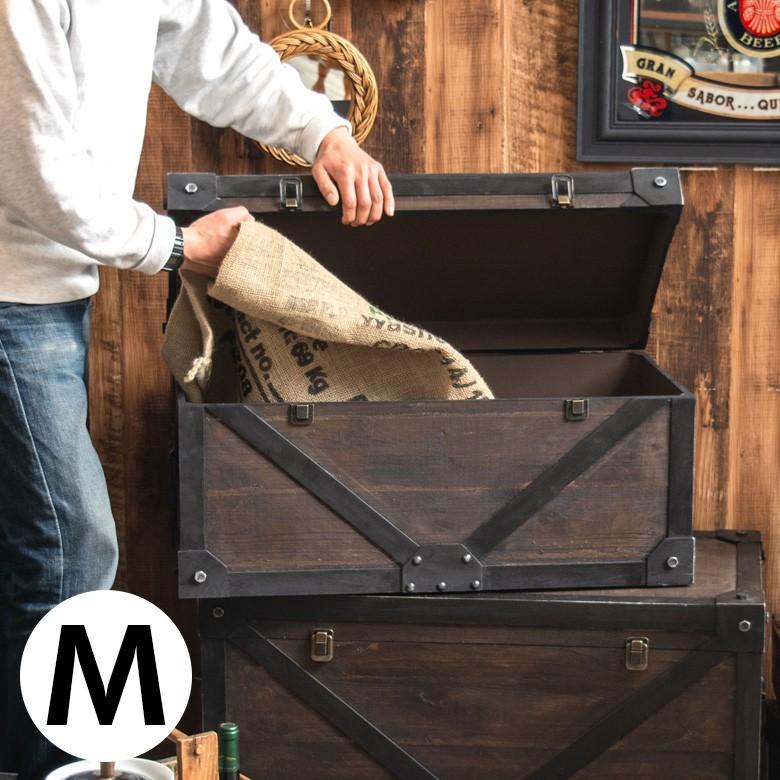 収納 収納ボックス トランク コンテナ M 木箱 トランク ヴィンテージ 蓋つき ウッド ボックス 男前 Elements 通販 Paypayモール