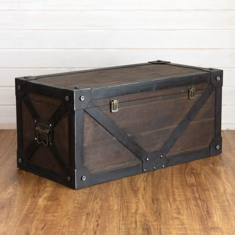 収納 収納ボックス トランク コンテナ M 木箱 トランク ヴィンテージ 蓋つき ウッド ボックス 男前 Elements 通販 Yahoo ショッピング