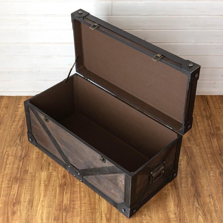 収納 収納ボックス トランク コンテナ M 木箱 ヴィンテージ 蓋つき