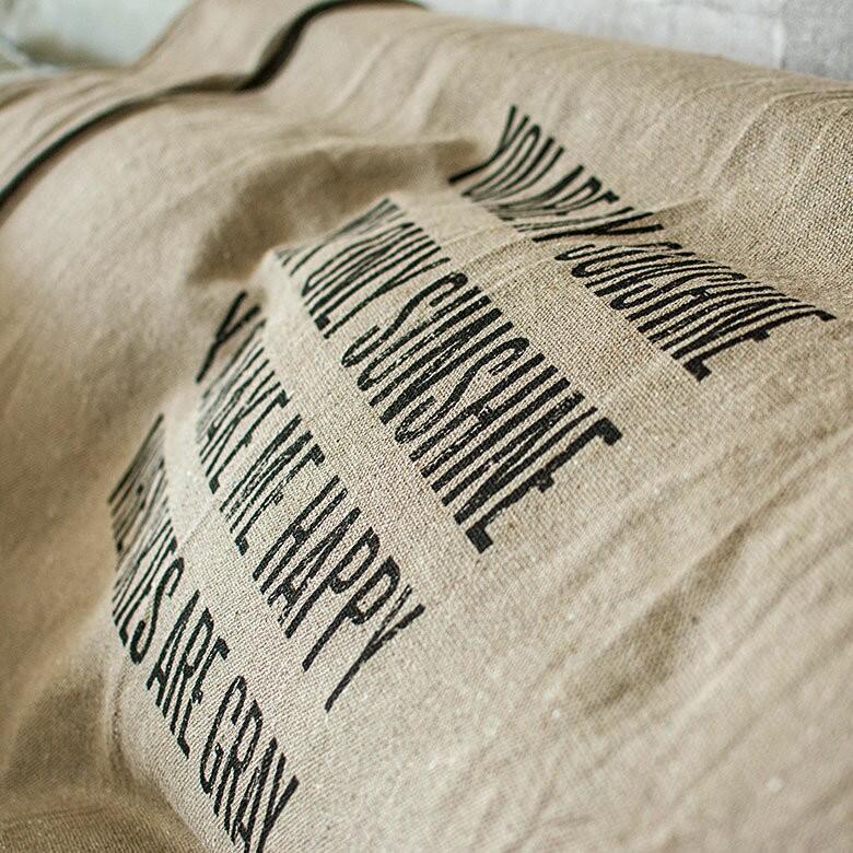 ブランケット コットン 約180×130cm 長方形 インド綿 タイポグラフィ 膝掛け ソファカバー 麻袋 大判 おしゃれ ヴィンテージ 肩掛 91345 | ブランド登録なし | 07