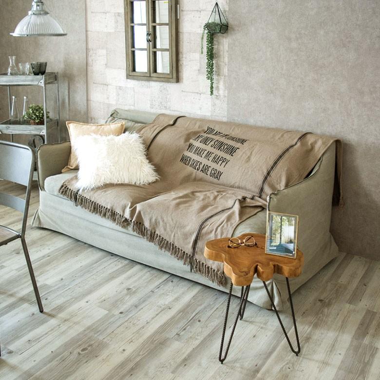 ブランケット コットン 約180×130cm 長方形 インド綿 タイポグラフィ 膝掛け ソファカバー 麻袋 大判 おしゃれ ヴィンテージ 肩掛 91345 | ブランド登録なし | 08