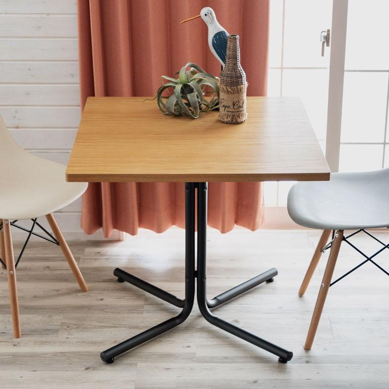 テーブル ダイニングテーブル 食卓 カウンターテーブル カフェテーブル 75角 幅75cm 木製 机 アイアン ブラウン 正方形 2人掛 2人用 天然木 インテリア 91358 | ブランド登録なし | 07