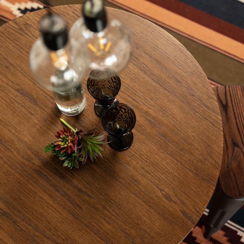 テーブル ダイニングテーブル 食卓 カウンターテーブル カフェ 丸形 直径80cm 木製 机 アイアン ブラウン ラウンド 2人掛 2人用 天然木 インテリア 91359 | ブランド登録なし | 02